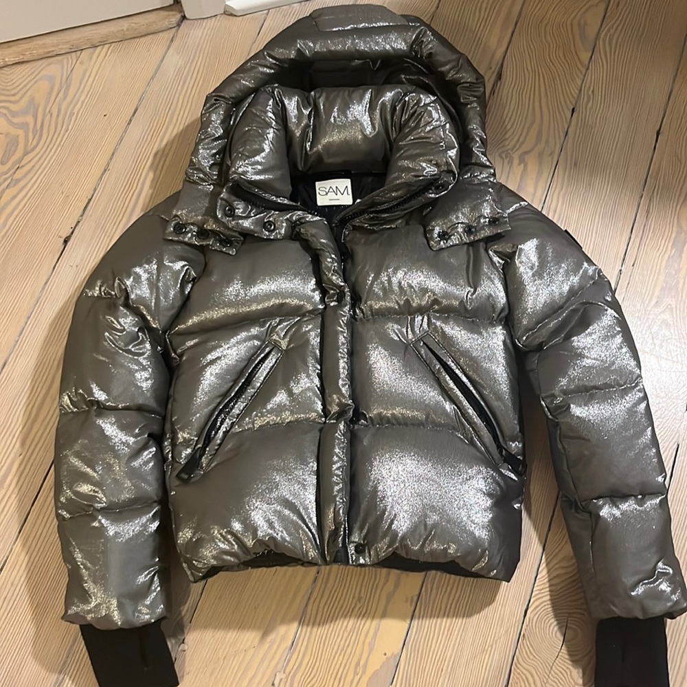 silver SAM coat, never worn.